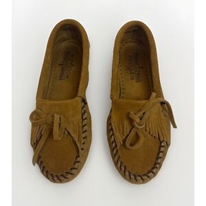 Minnetonka Moccasins Vintage Lady Kilte Hard Sole Tan 407 Womens Size 5